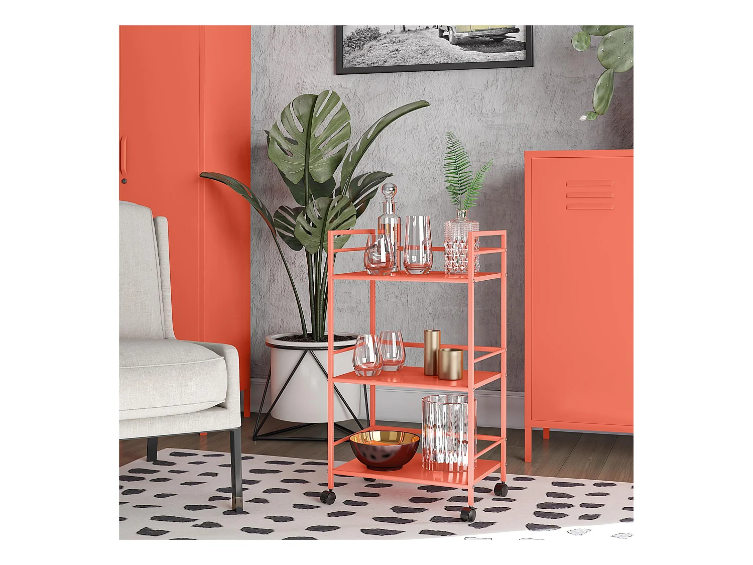 Cache | Metall-Rollwagen in Orange