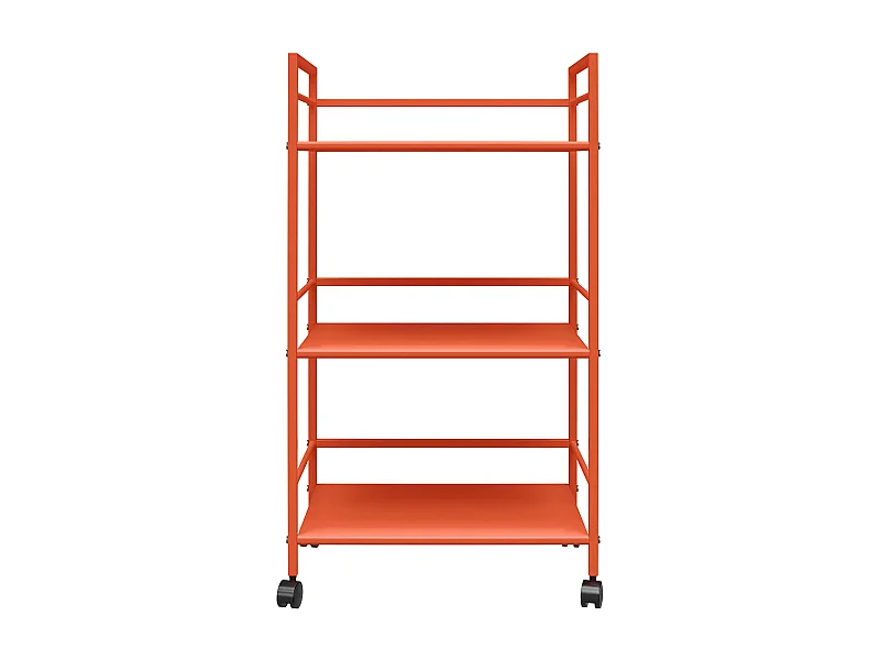 Cache | Chariot à roulettes en métal orange