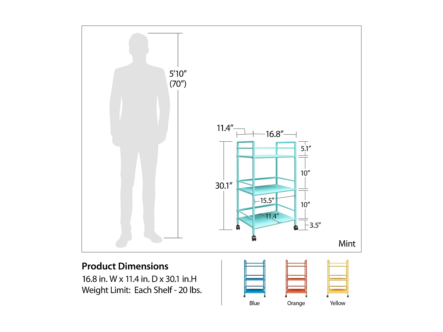 Novogratz Cache Metalen Rolwagen Mint