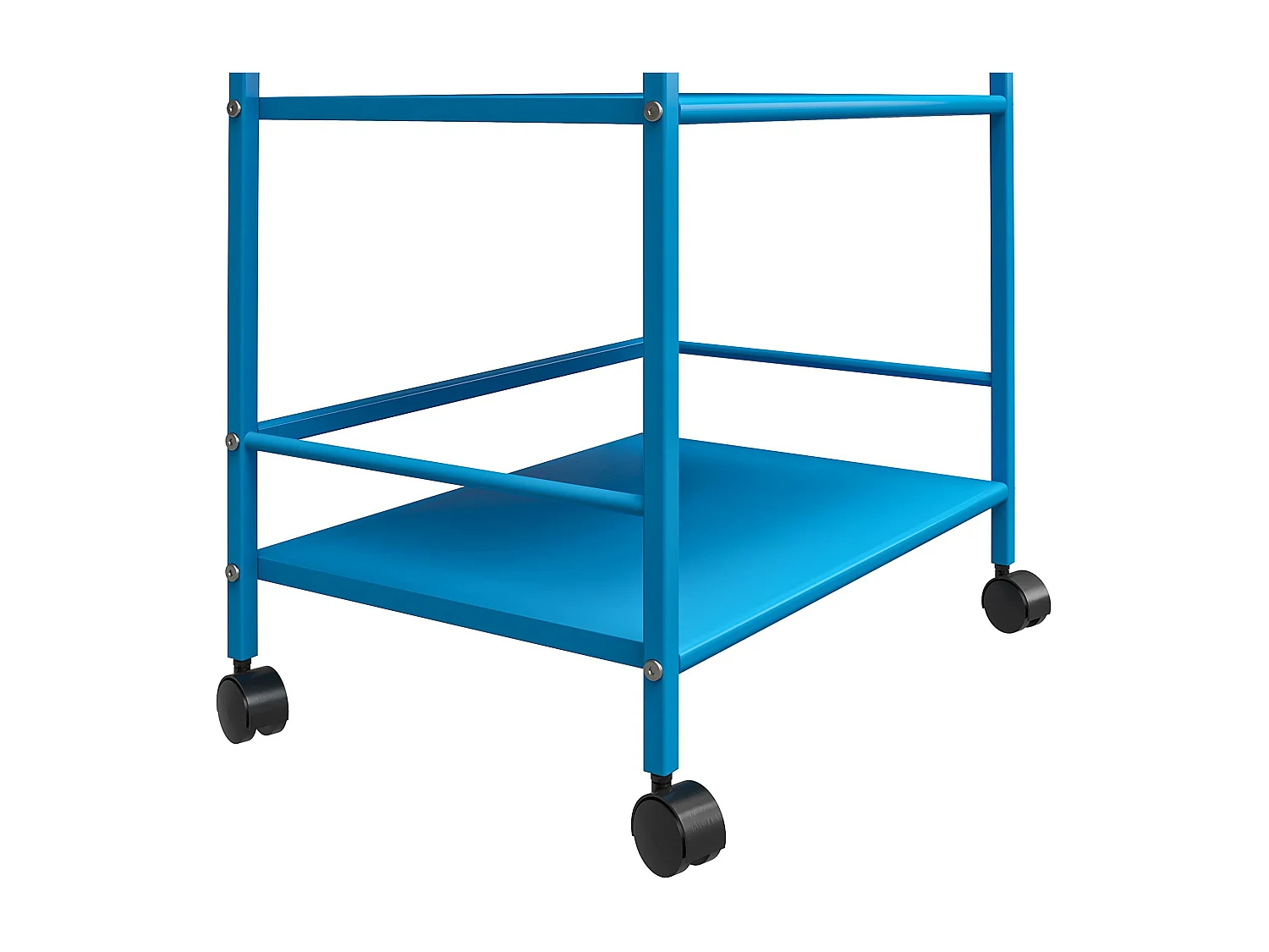 Cache | Chariot à roulettes en métal bleu