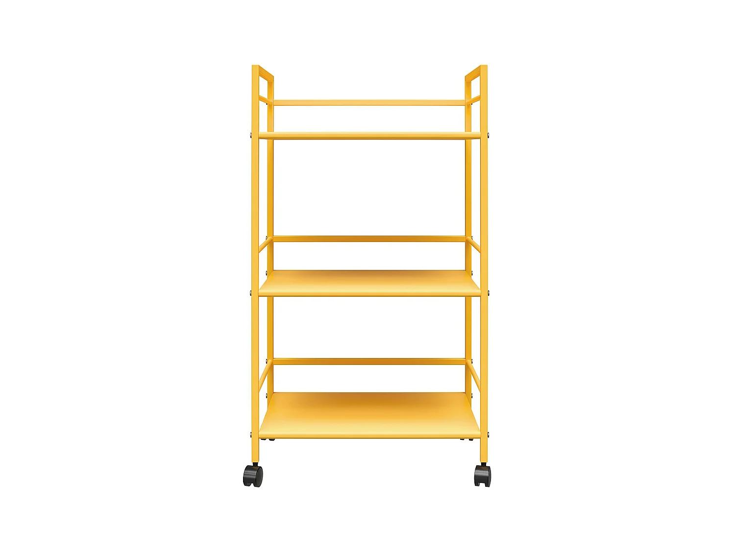 Cache | Chariot à roulettes en métal jaune