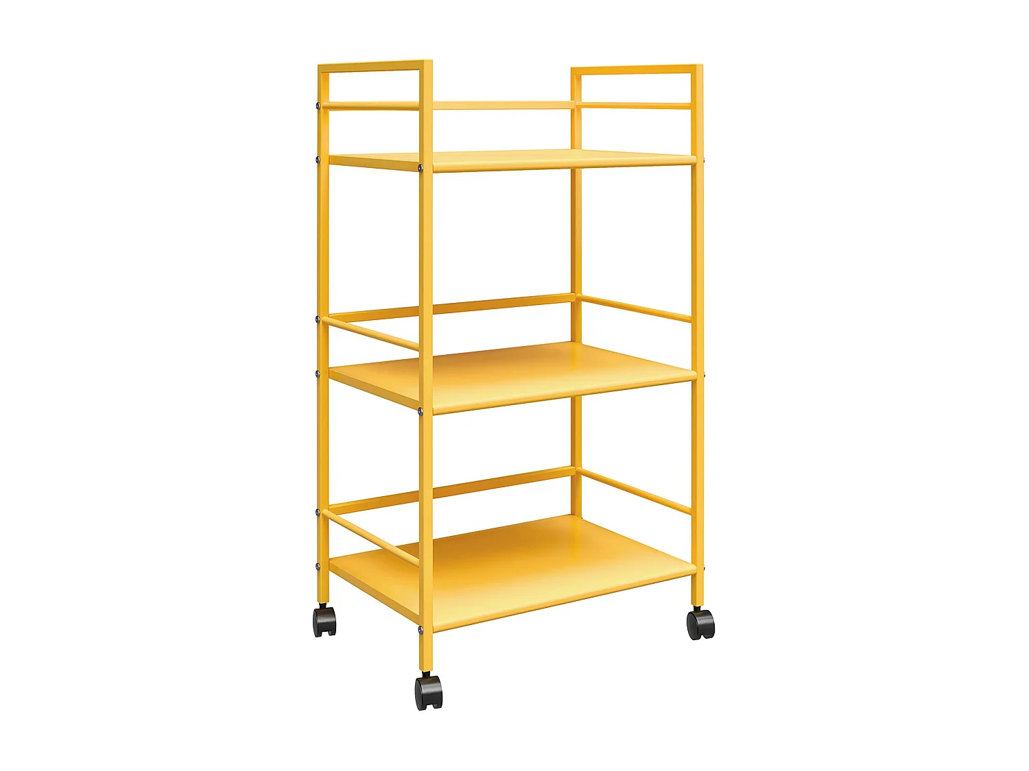 Cache | Chariot à roulettes en métal jaune