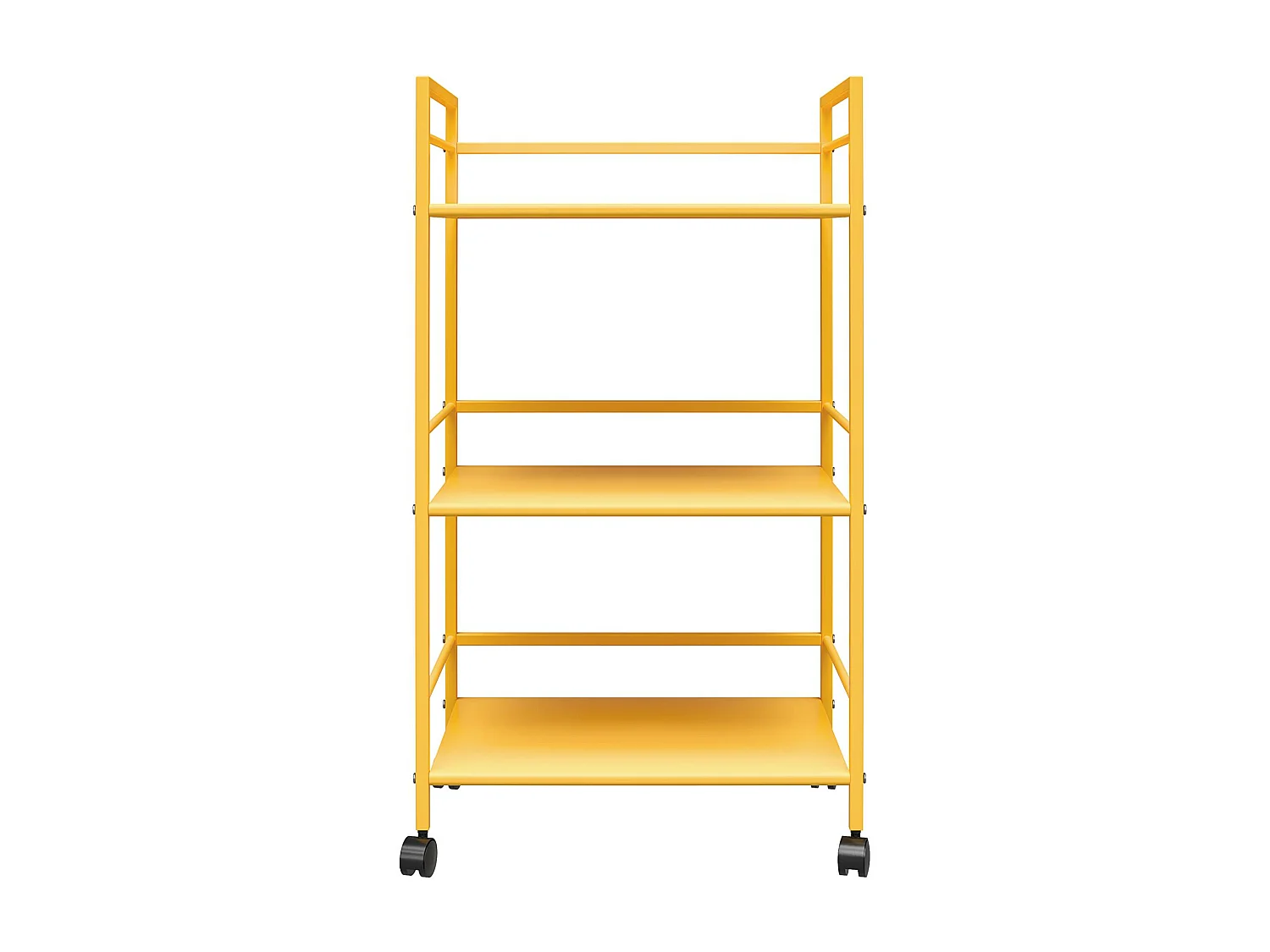 Cache | Chariot à roulettes en métal jaune