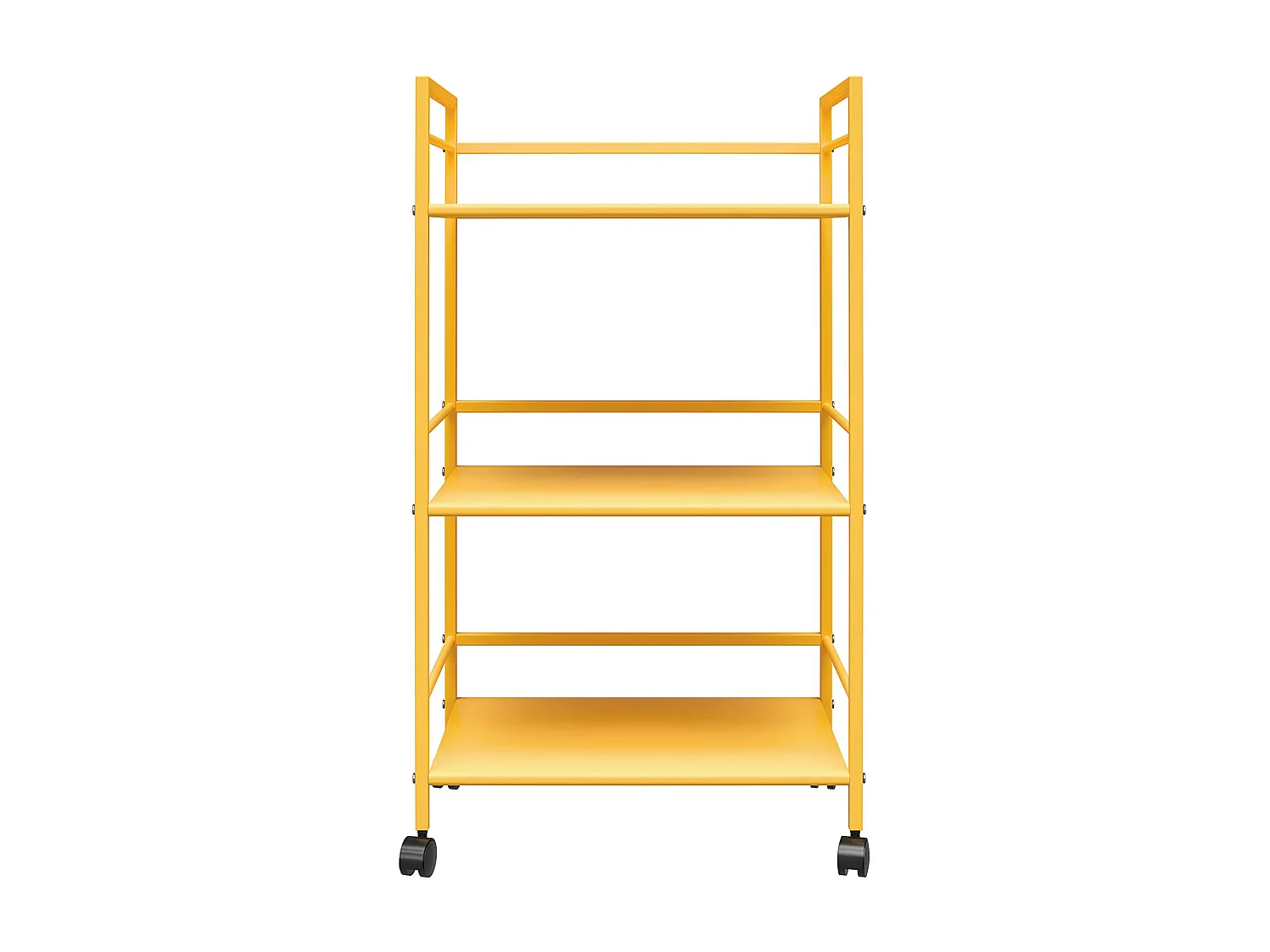 Cache | Chariot à roulettes en métal jaune