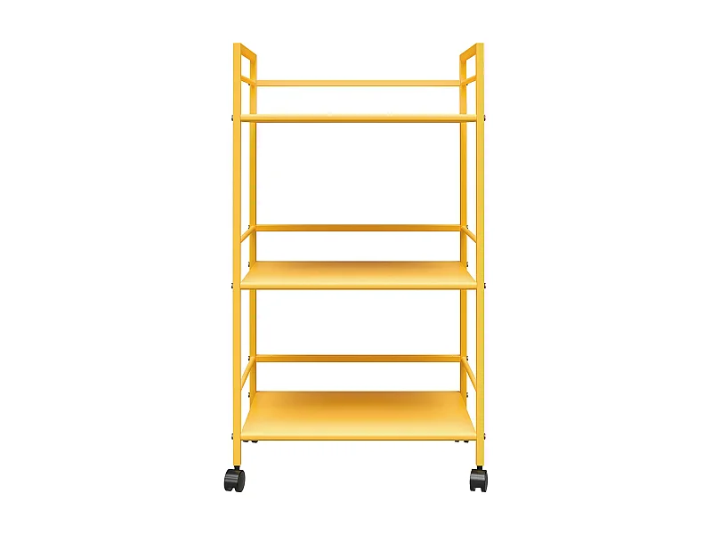 Cache | Chariot à roulettes en métal jaune