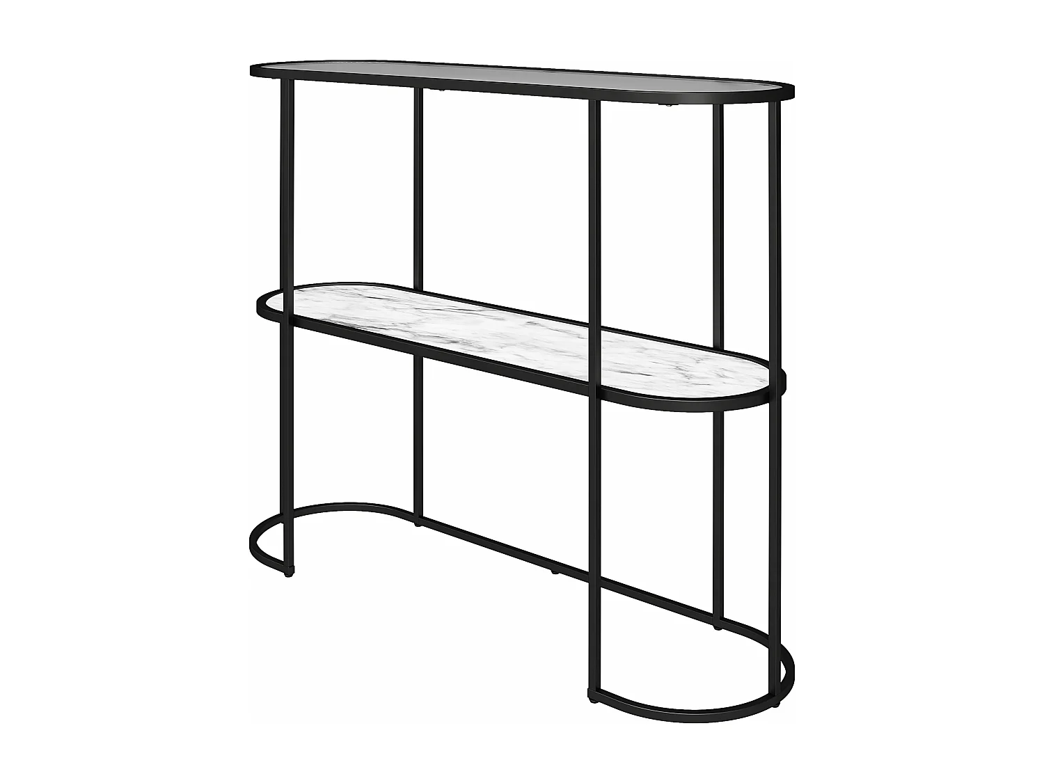 Moon Phases|Table console en effet marbre blanc et verre