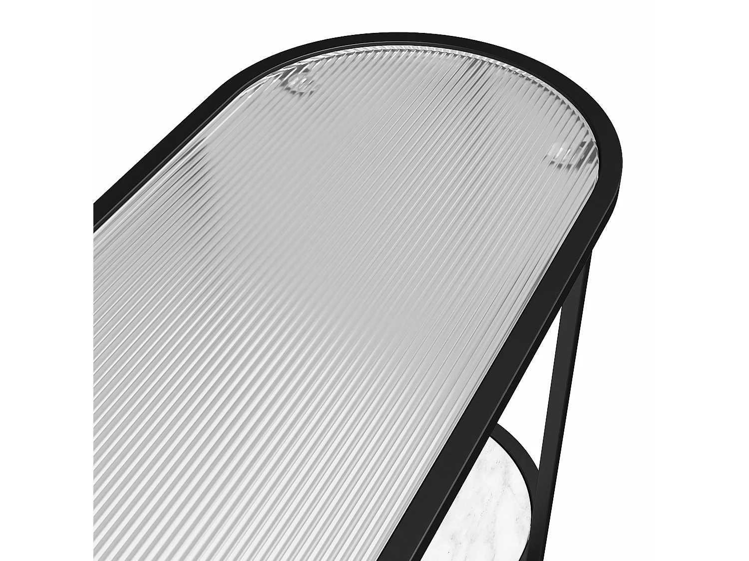 Moon Phases|Table console en effet marbre blanc et verre