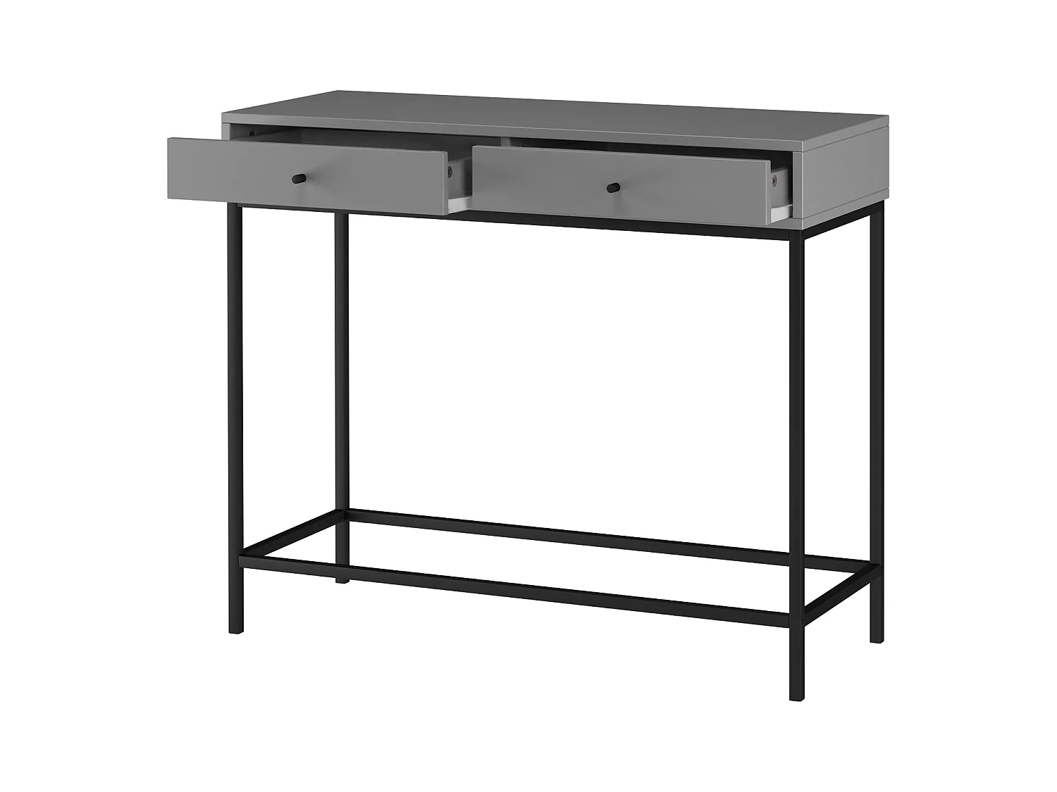 Celine|Table console avec 2 tiroirs en mélaminé gris