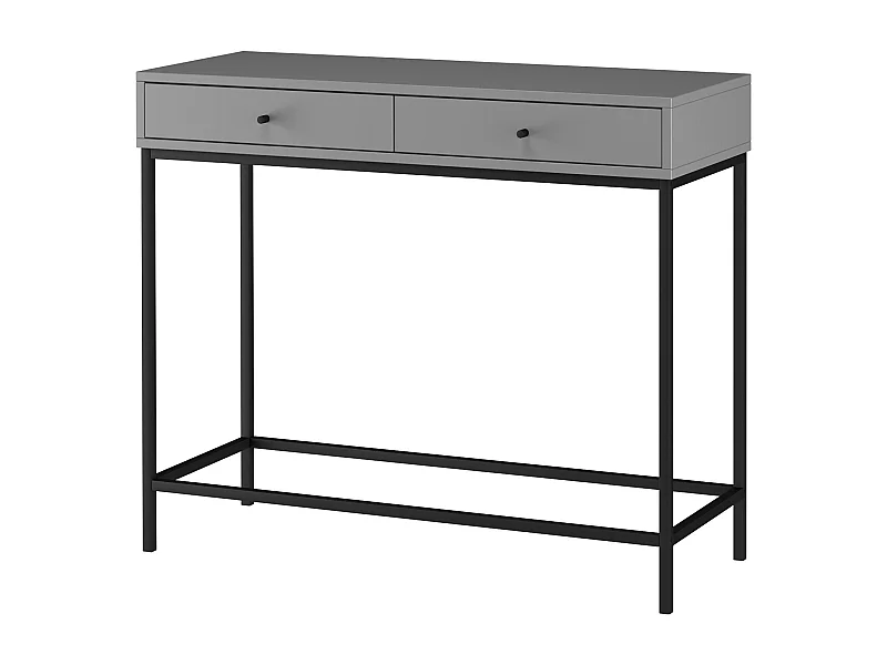 Celine|Table console avec 2 tiroirs en mélaminé gris