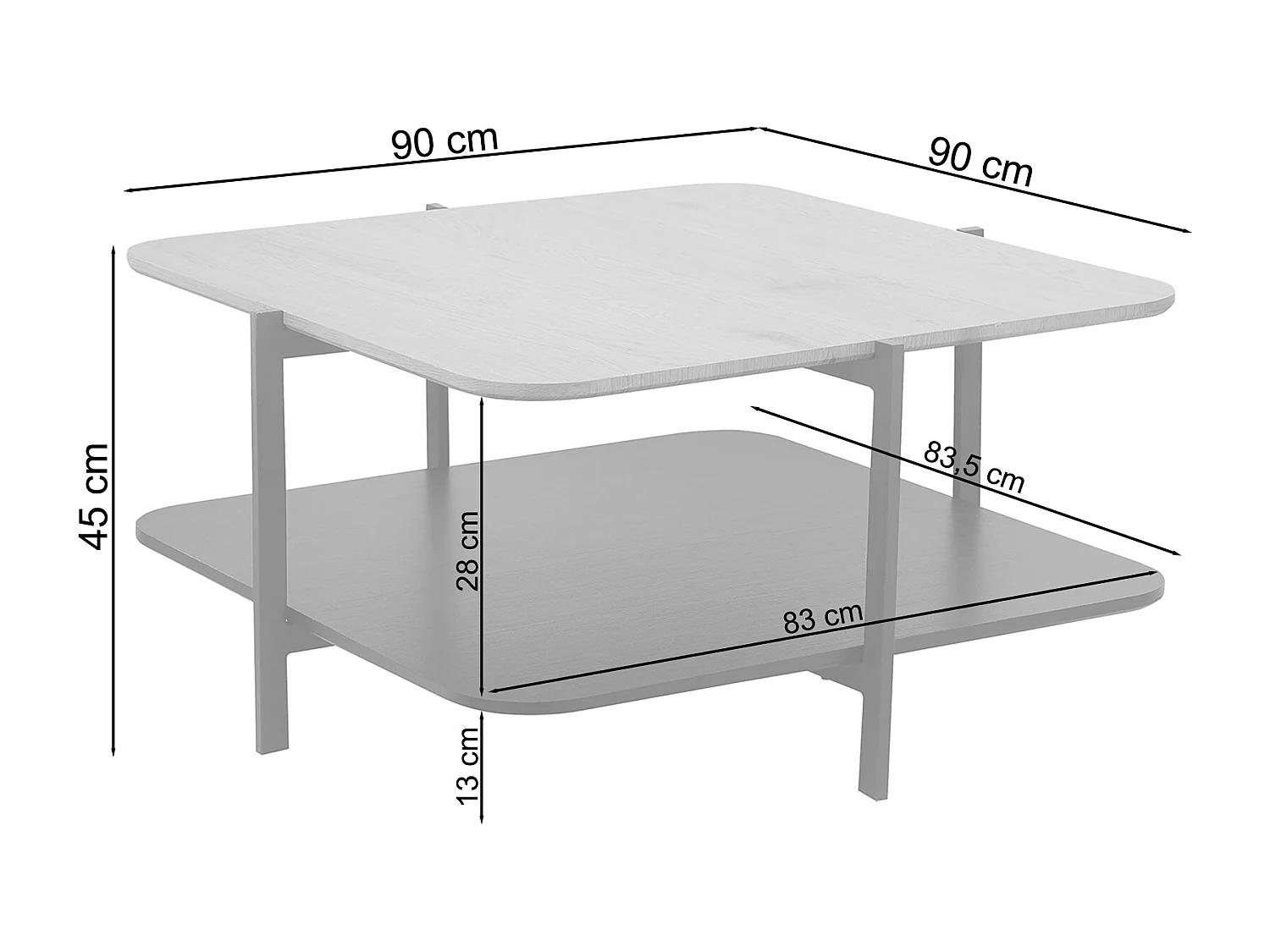 Aros Salontafel Eiken Zwart