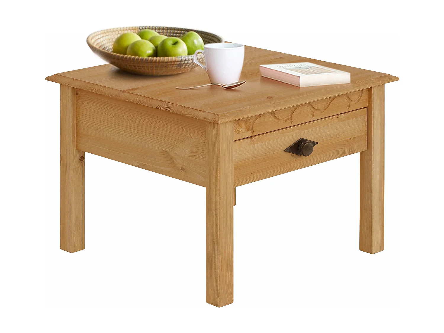 Laura|Table basse avec 1 tiroir en pin