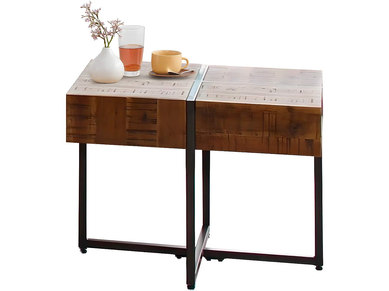 Tavolino in marrone acacia