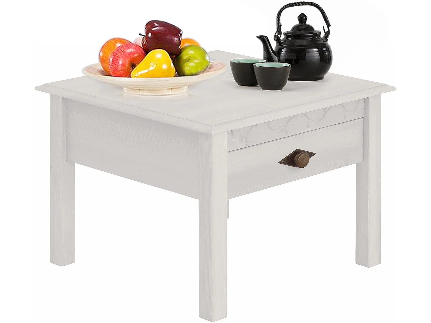 Laura|Table basse avec 1 tiroir en blanc