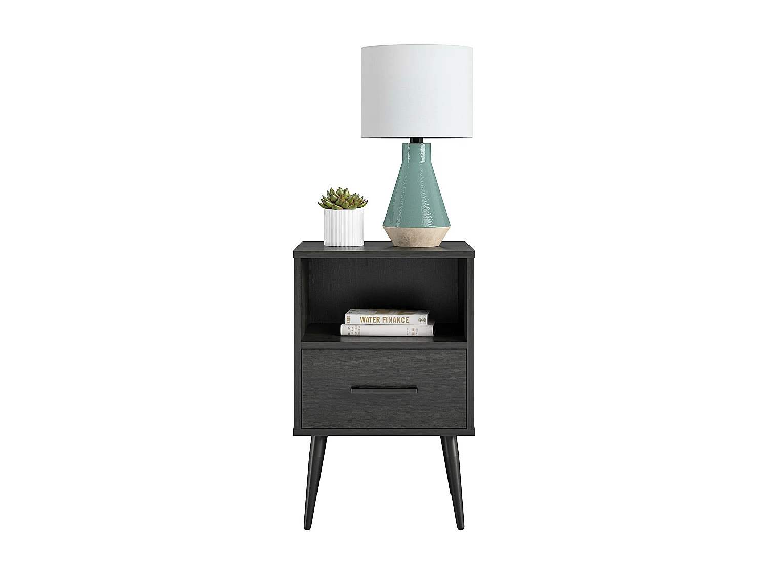 Wilson | Bout de canapé 1 tiroir en MDF chêne noir