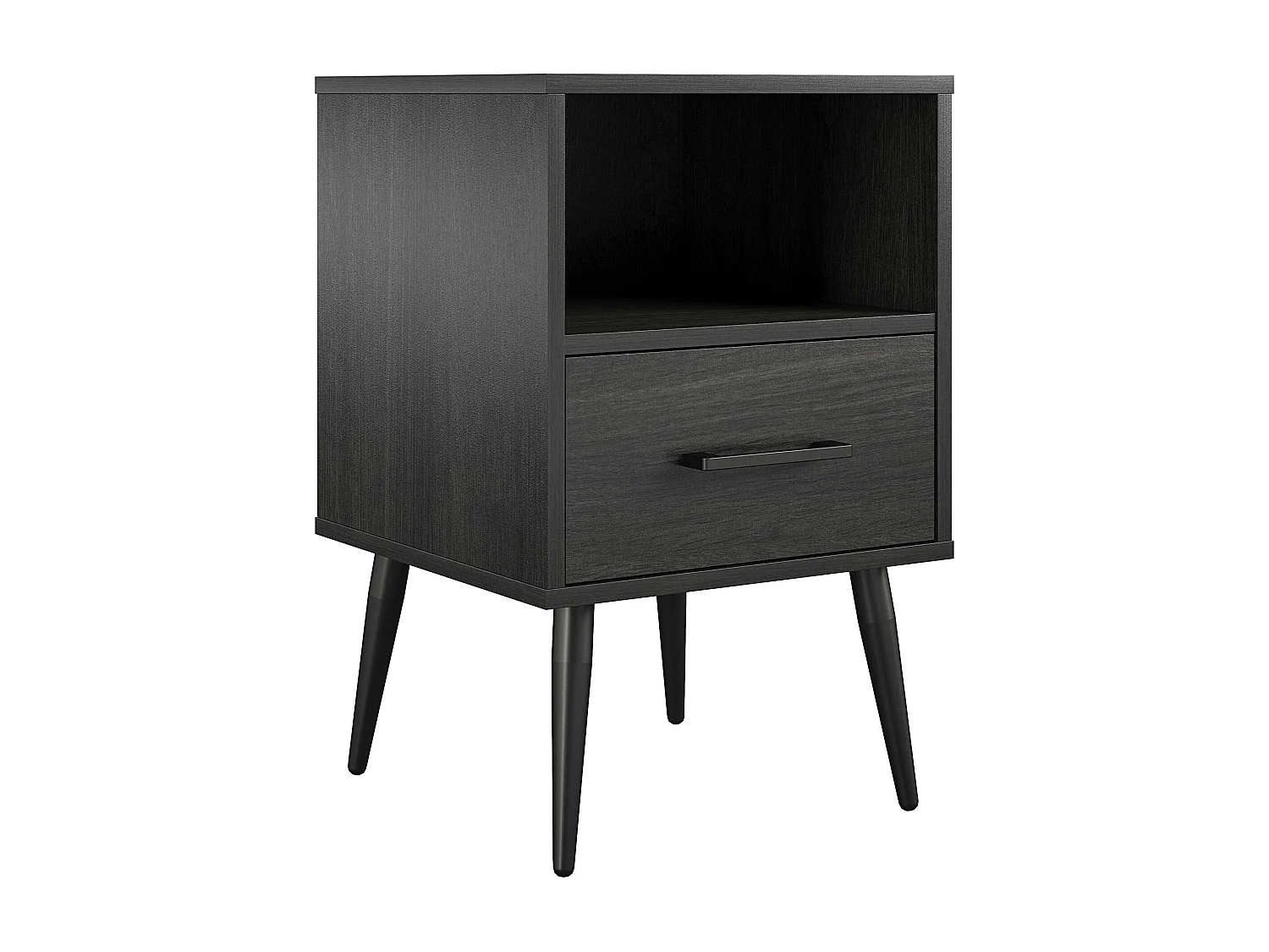 Bijzettafel 1 lade in MDF zwart eiken