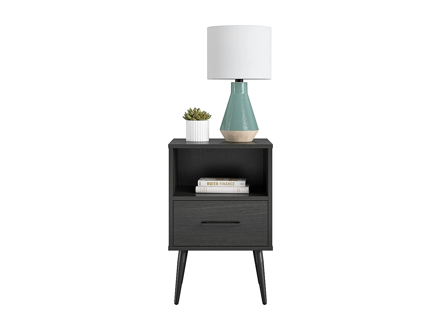 Bijzettafel 1 lade in MDF zwart eiken