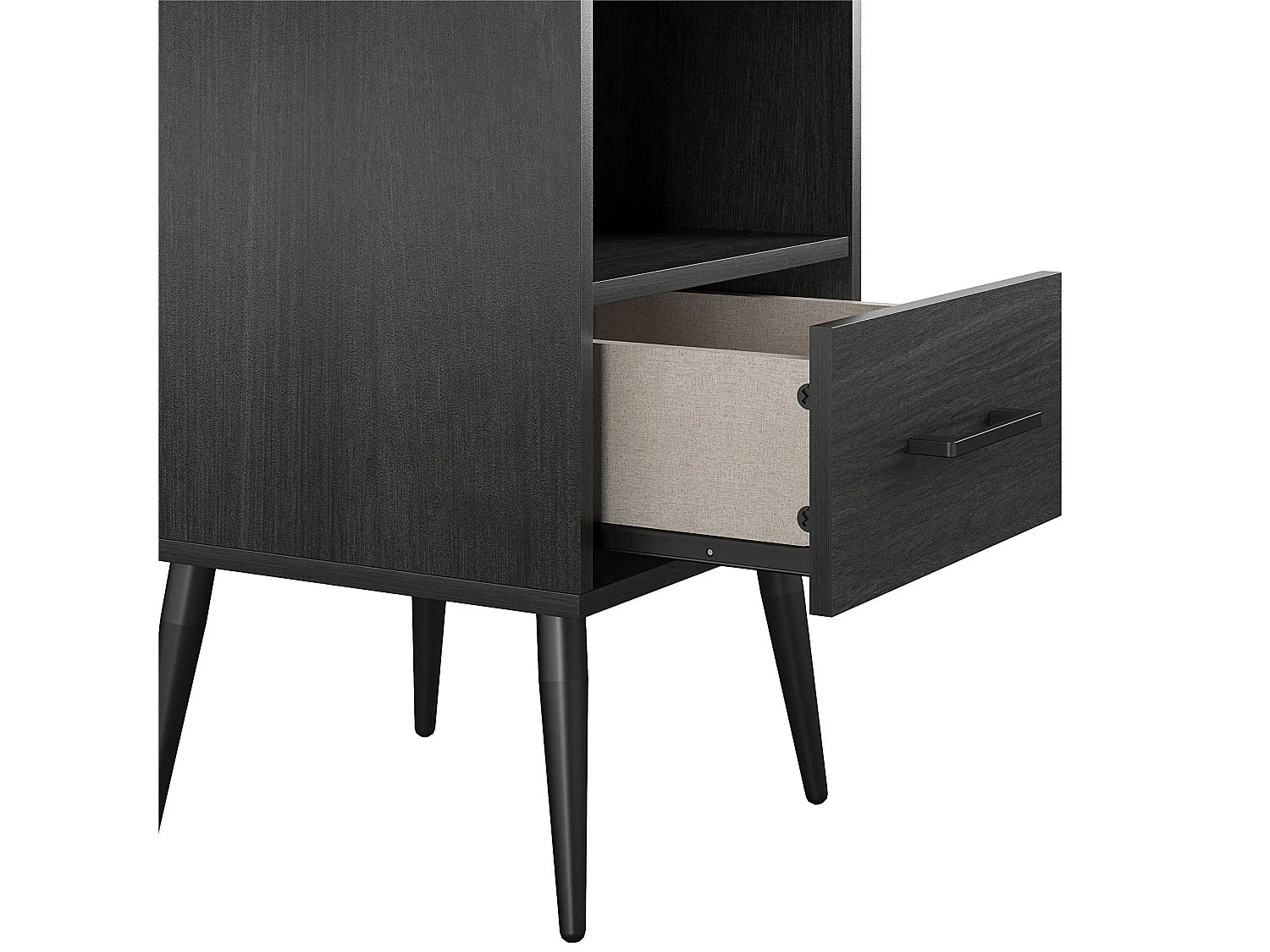 Bijzettafel 1 lade in MDF zwart eiken