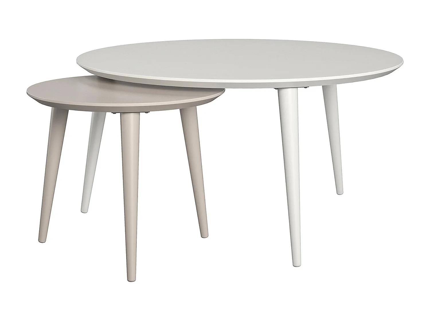 Satztische aus MDF in Taupe und Weiß