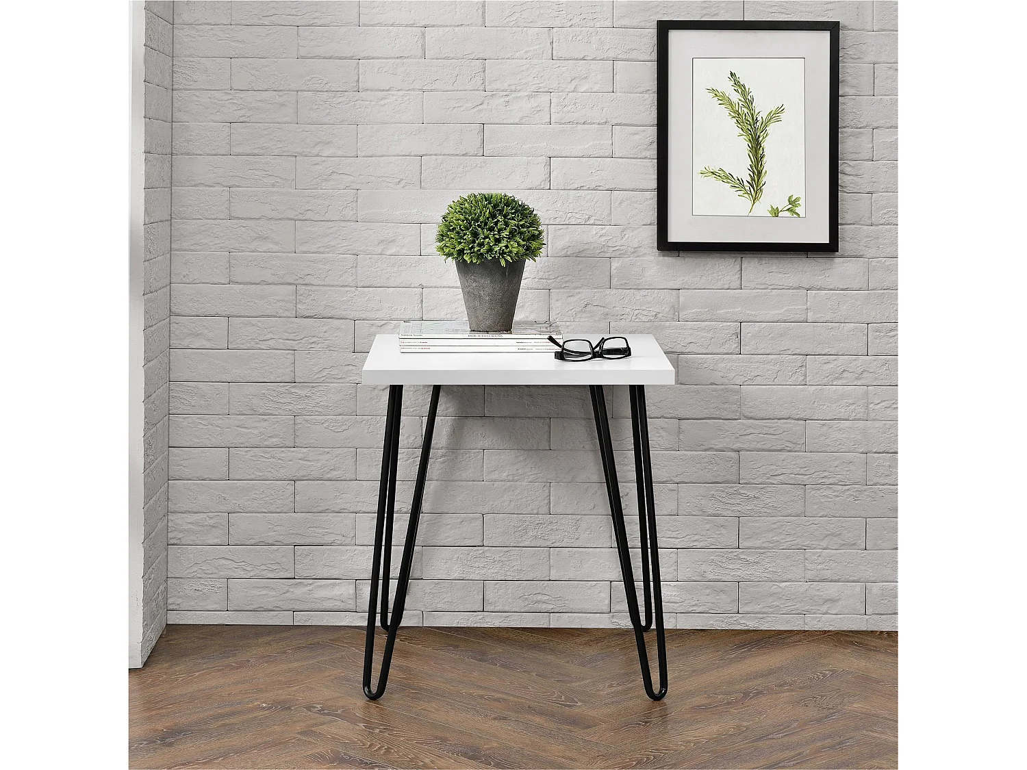 Owen | Table d'appoint en panneaux de particules mélaminés blanc