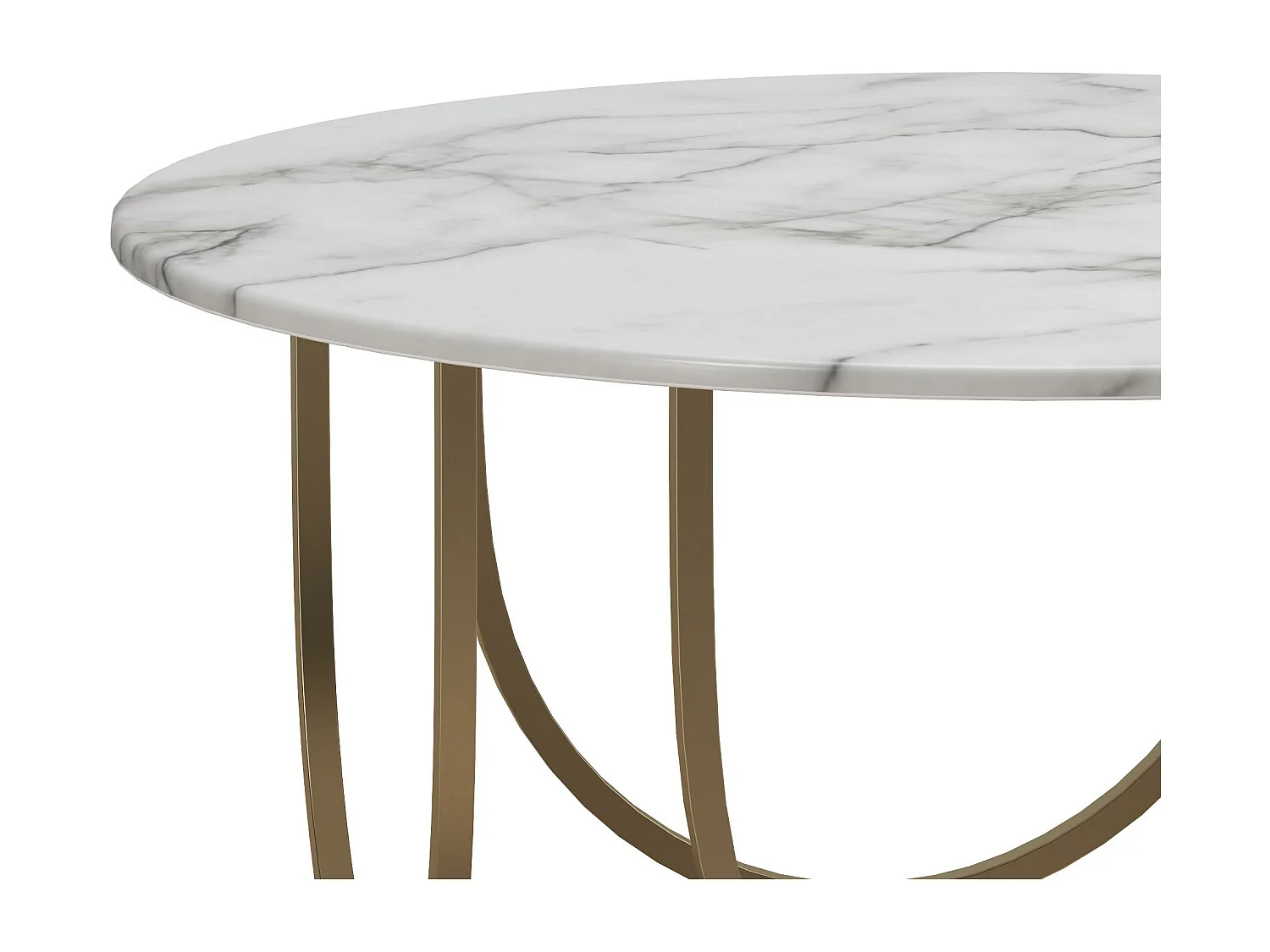 Gwyneth | Table basse en MDF marbre blanc et structure en métal laiton