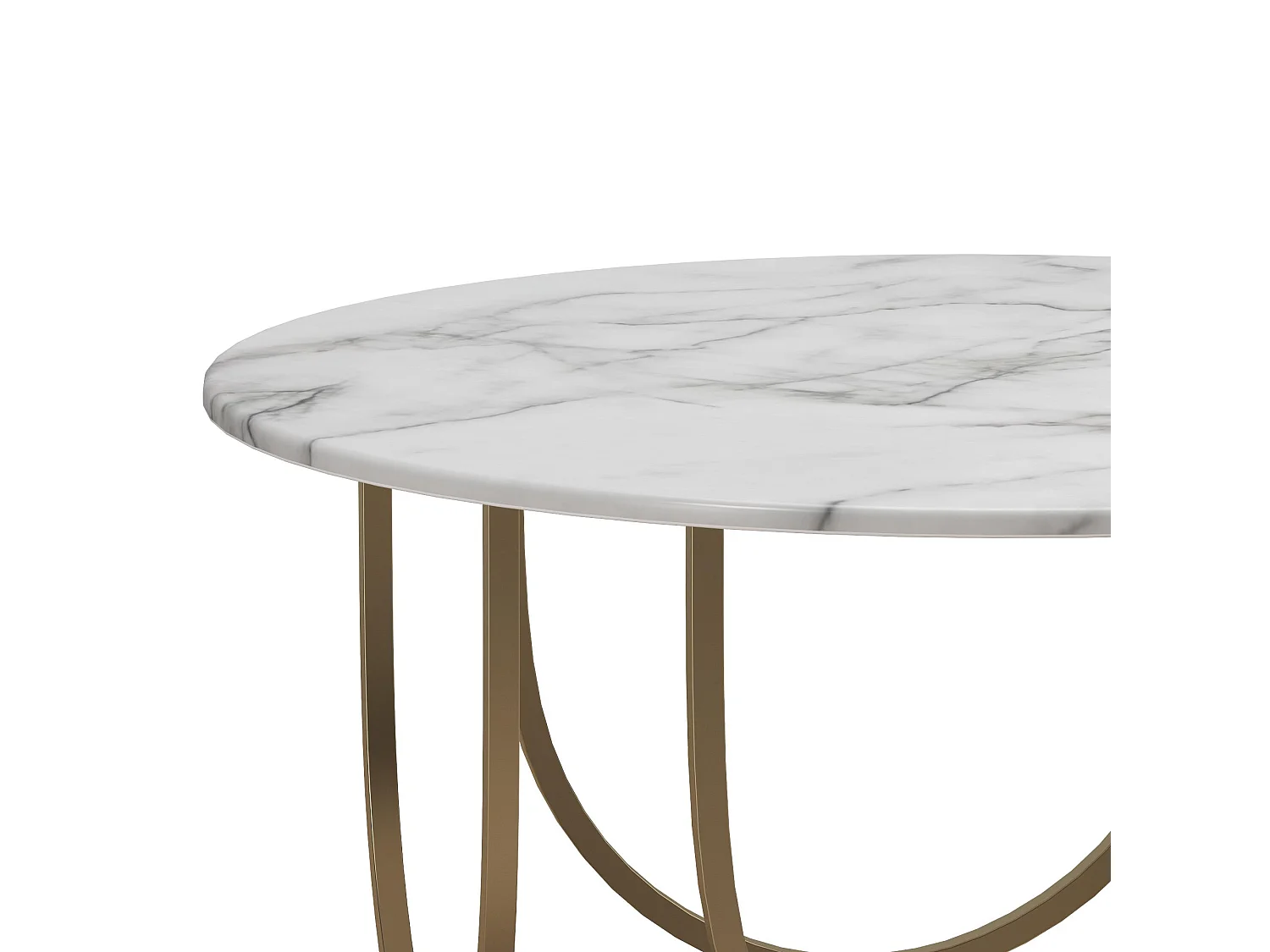 Salontafel in MDF wit marmer en frame in metaal messing