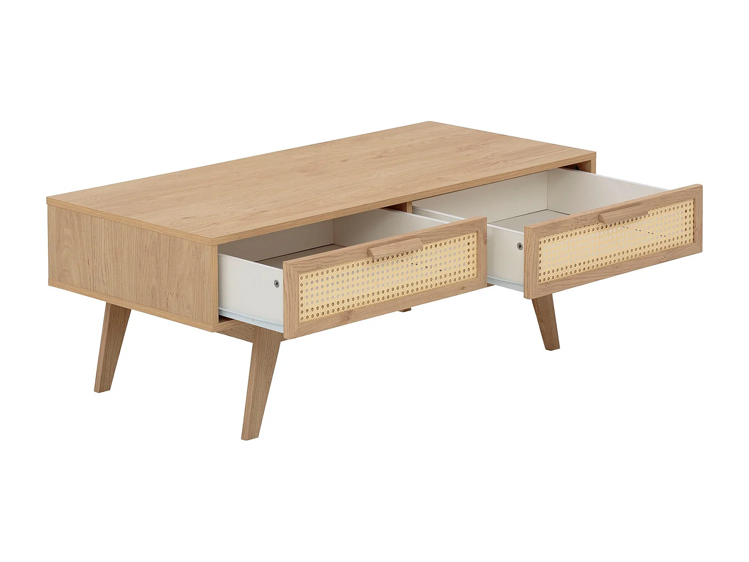 Bridget|Table basse avec 2 tiroirs en aggloméré chêne