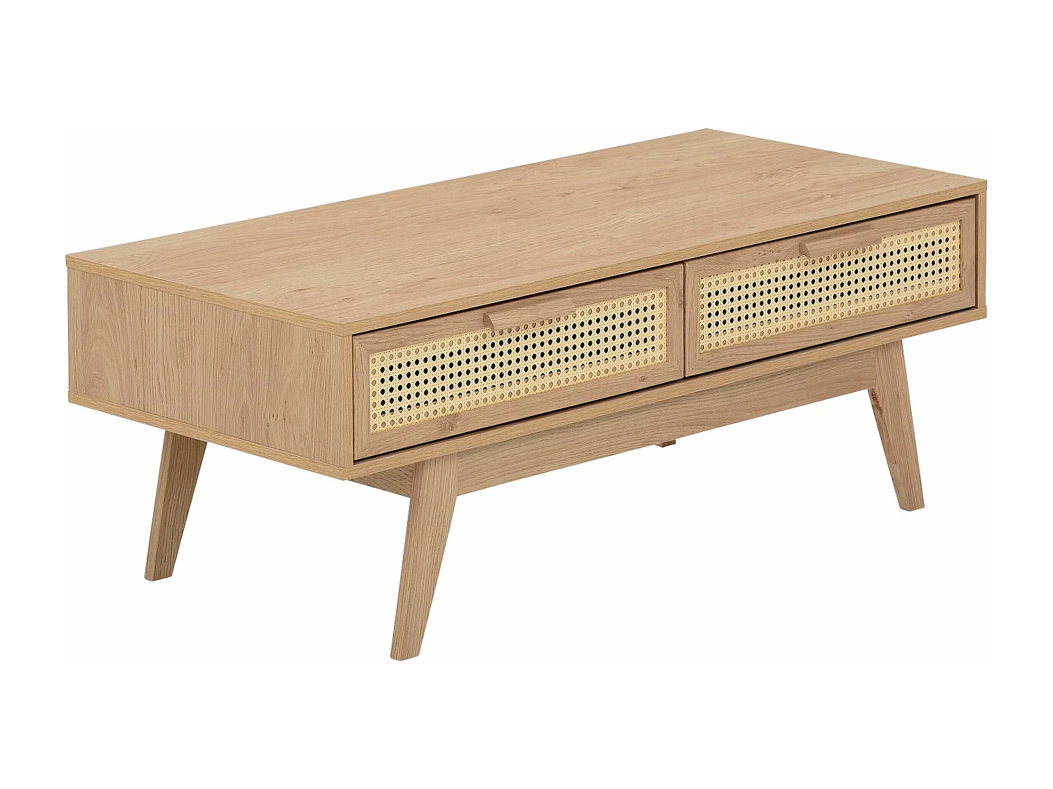 Bridget|Table basse avec 2 tiroirs en aggloméré chêne