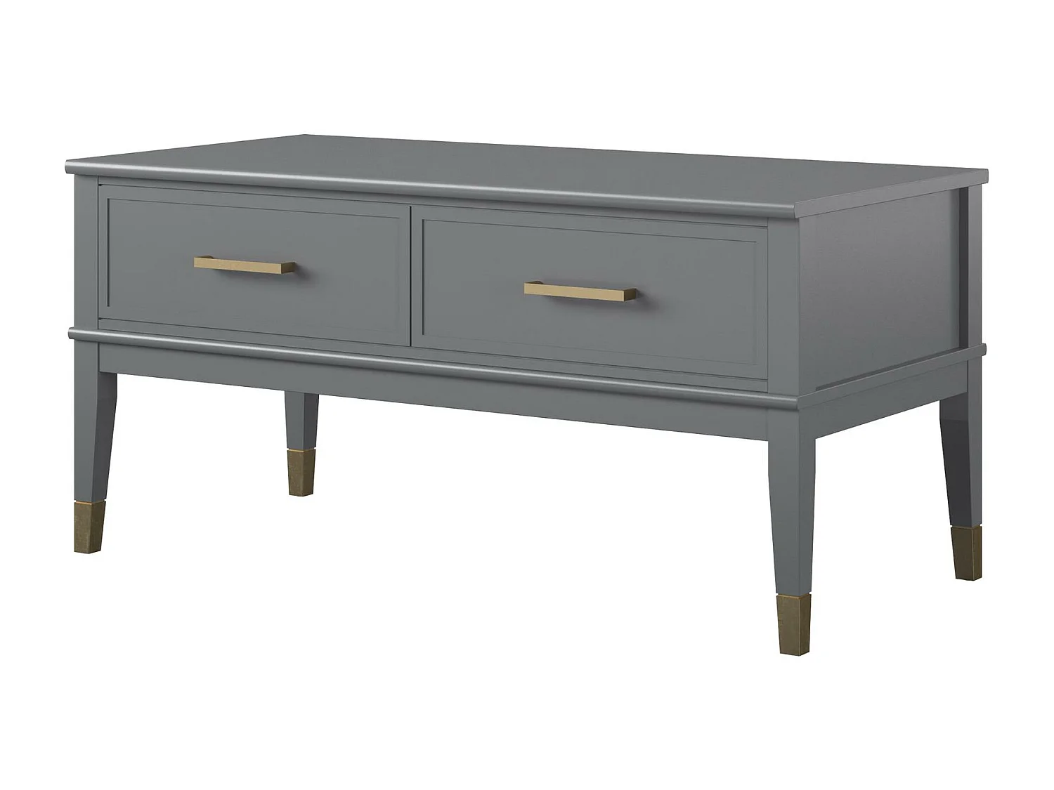 Salontafel met hefblad en 2 lades in grijze PVC gelamineerde spaanplaat