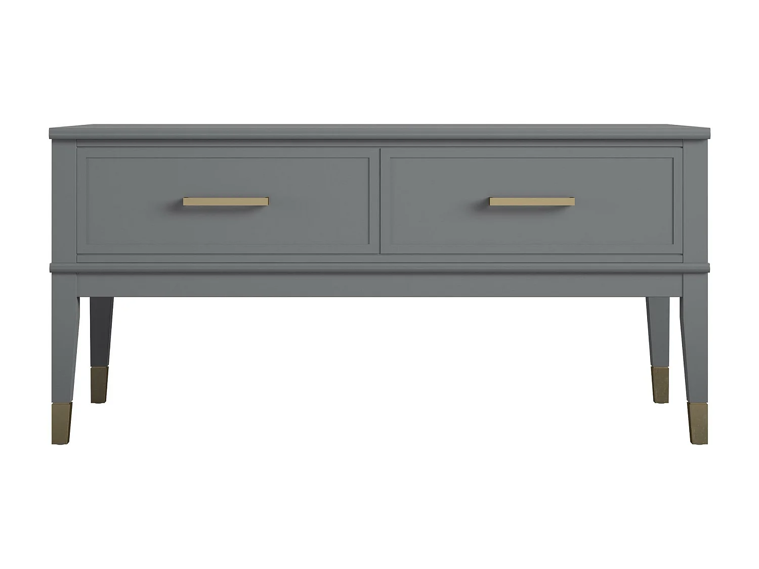 Salontafel met hefblad en 2 lades in grijze PVC gelamineerde spaanplaat