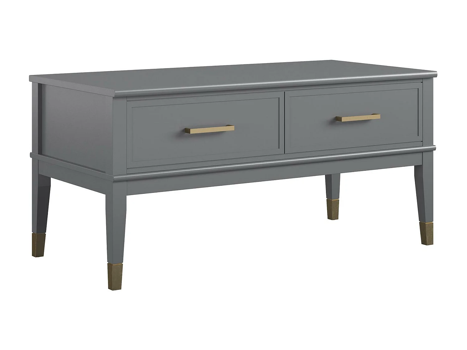 Salontafel met hefblad en 2 lades in grijze PVC gelamineerde spaanplaat