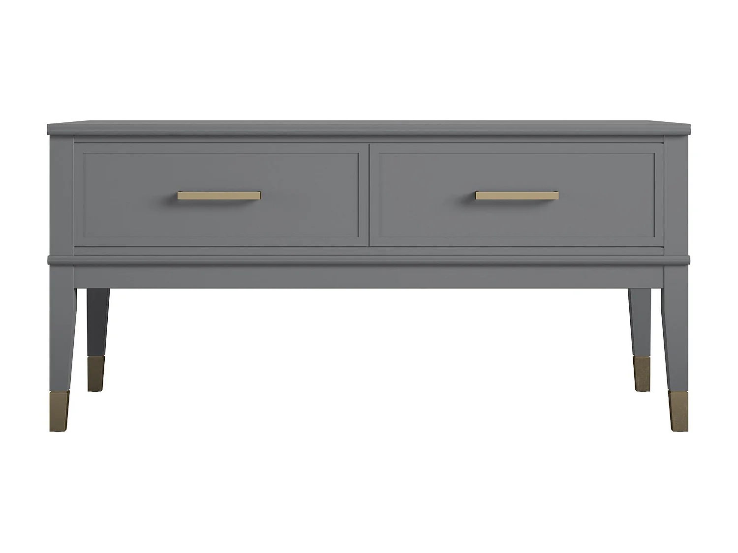 Salontafel met hefblad en 2 lades in grijze PVC gelamineerde spaanplaat