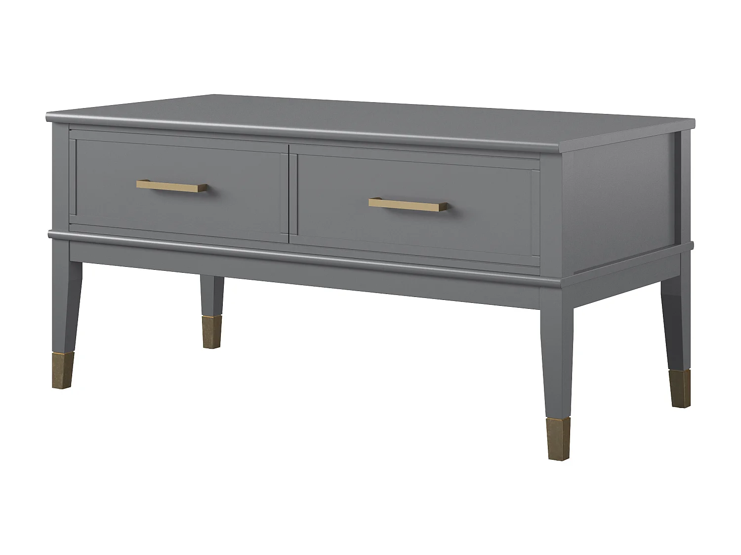 Salontafel met hefblad en 2 lades in grijze PVC gelamineerde spaanplaat