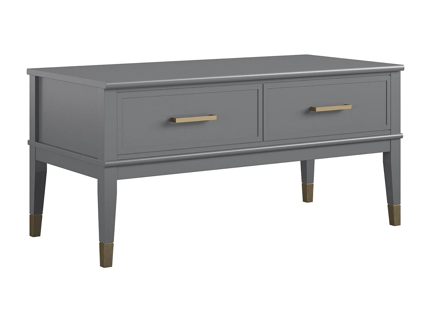 Salontafel met hefblad en 2 lades in grijze PVC gelamineerde spaanplaat