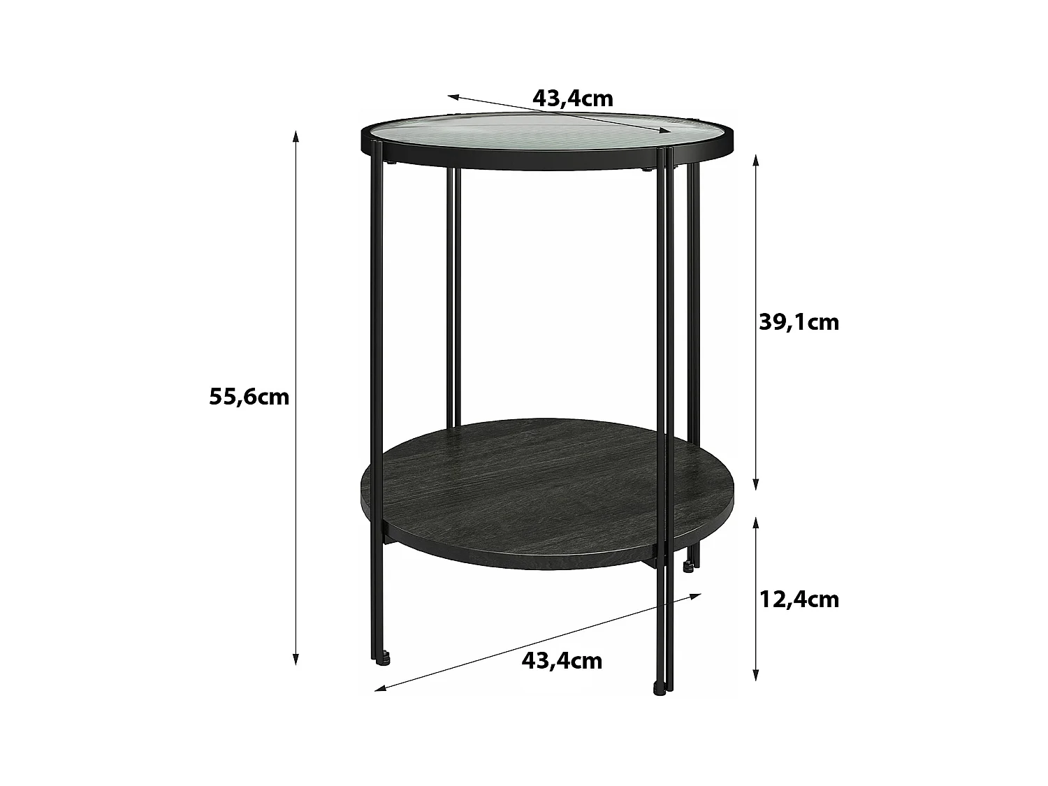 Wainwright | Table d'appoint en verre et cadre en métal noir