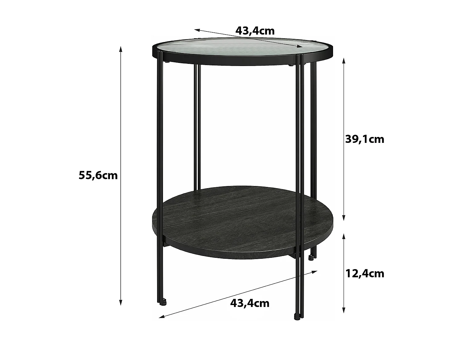 Wainwright | Table d'appoint en verre et cadre en métal noir