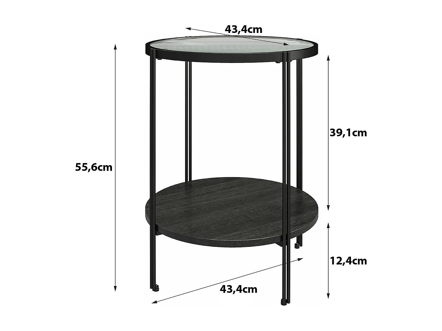 Wainwright | Table d'appoint en verre et cadre en métal noir