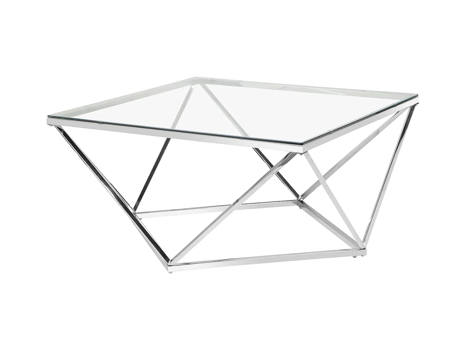 Remy | Table d'appoint en verre transparent avec cadre en métal chromé