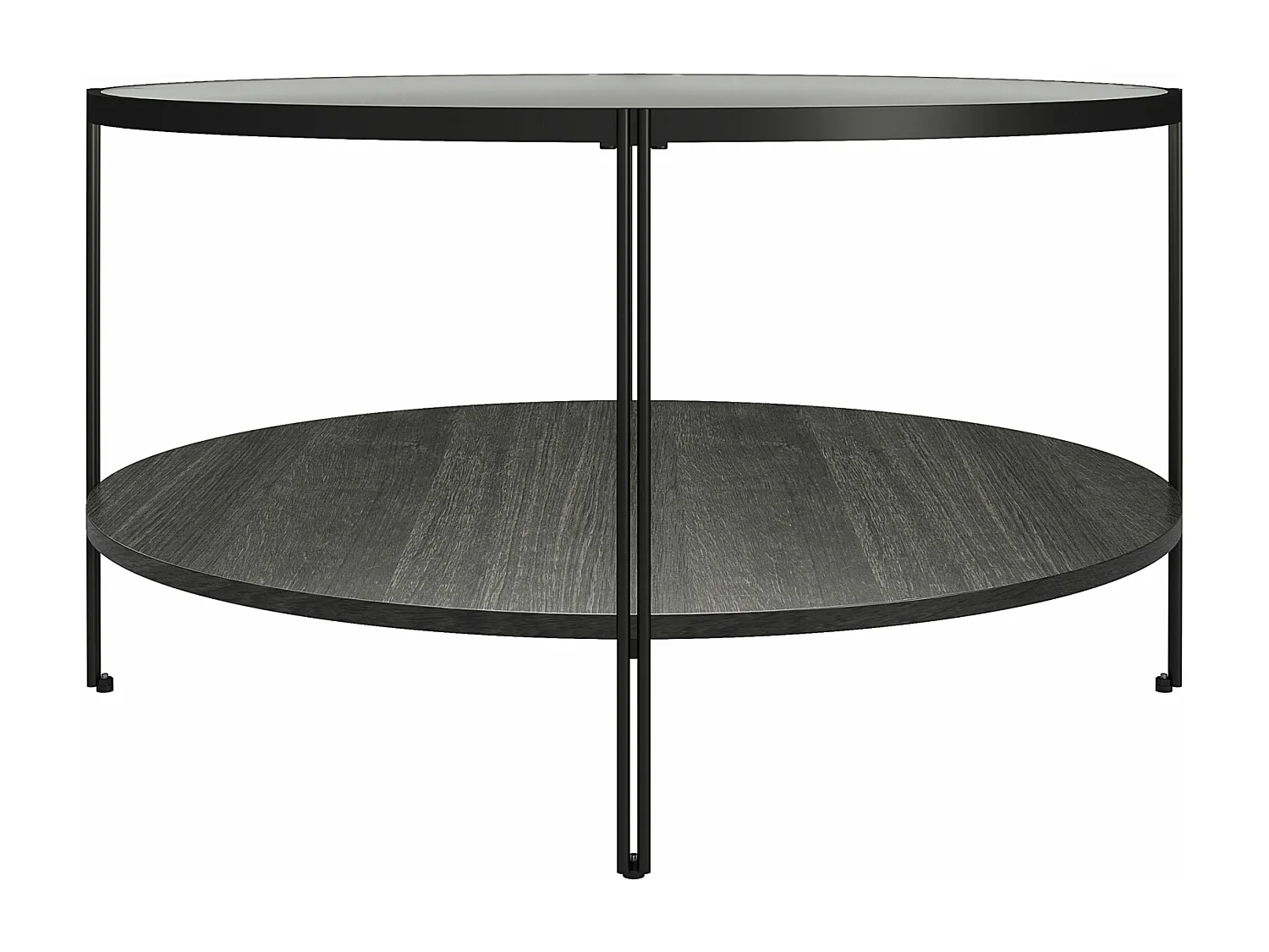 Wainwright | Table d'appoint en verre et 1 étagère en panneaux de partic. mélaminés