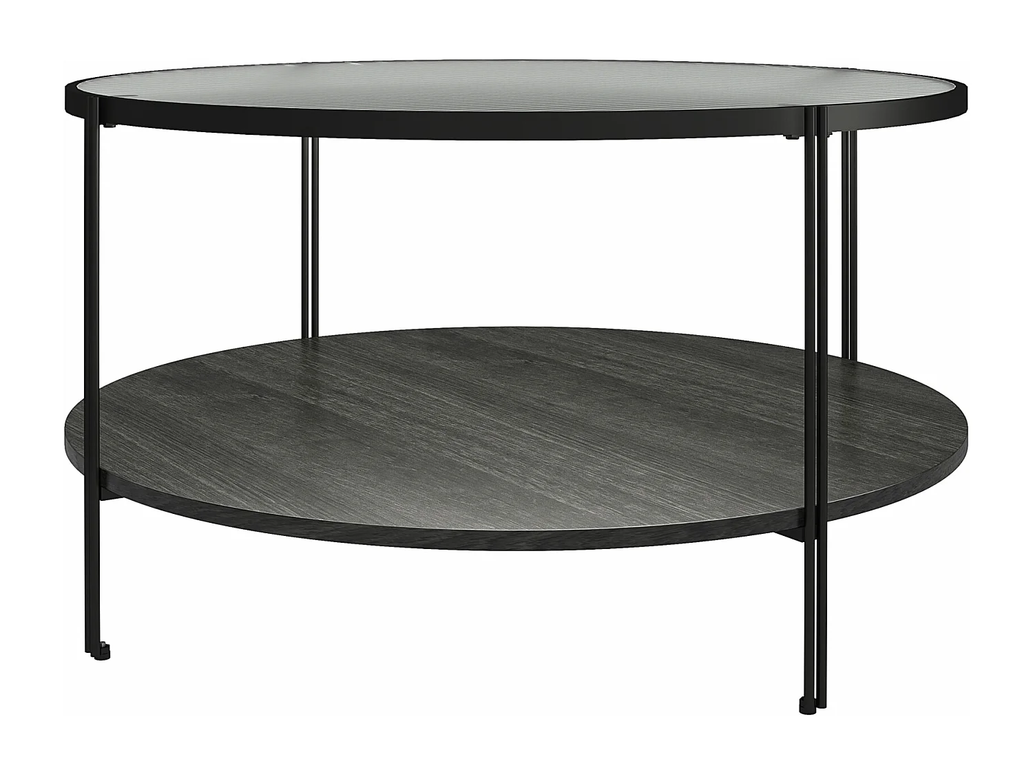 Wainwright | Table d'appoint en verre et 1 étagère en panneaux de partic. mélaminés