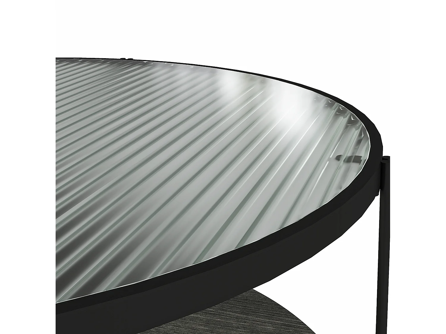 Wainwright | Table d'appoint en verre et 1 étagère en panneaux de partic. mélaminés