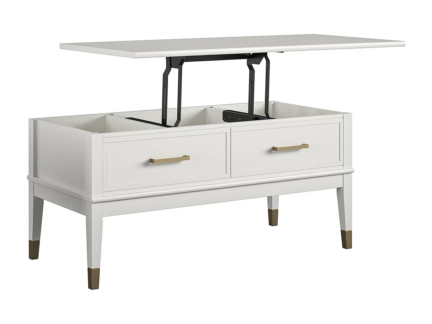 Westerleigh | Table basse avec plateau relevable et 2 tiroirs en panneaux de partic.