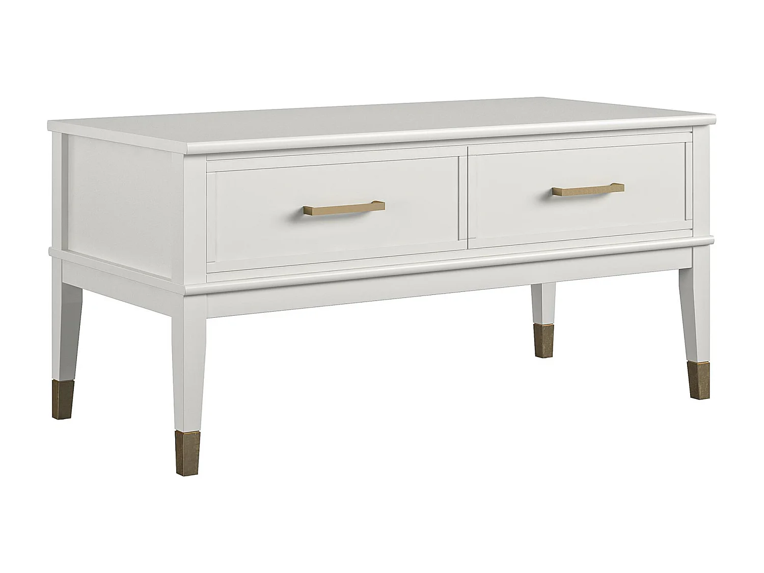 Salontafel met hefblad en 2 lades in witte PVC gelamineerde spaanplaat