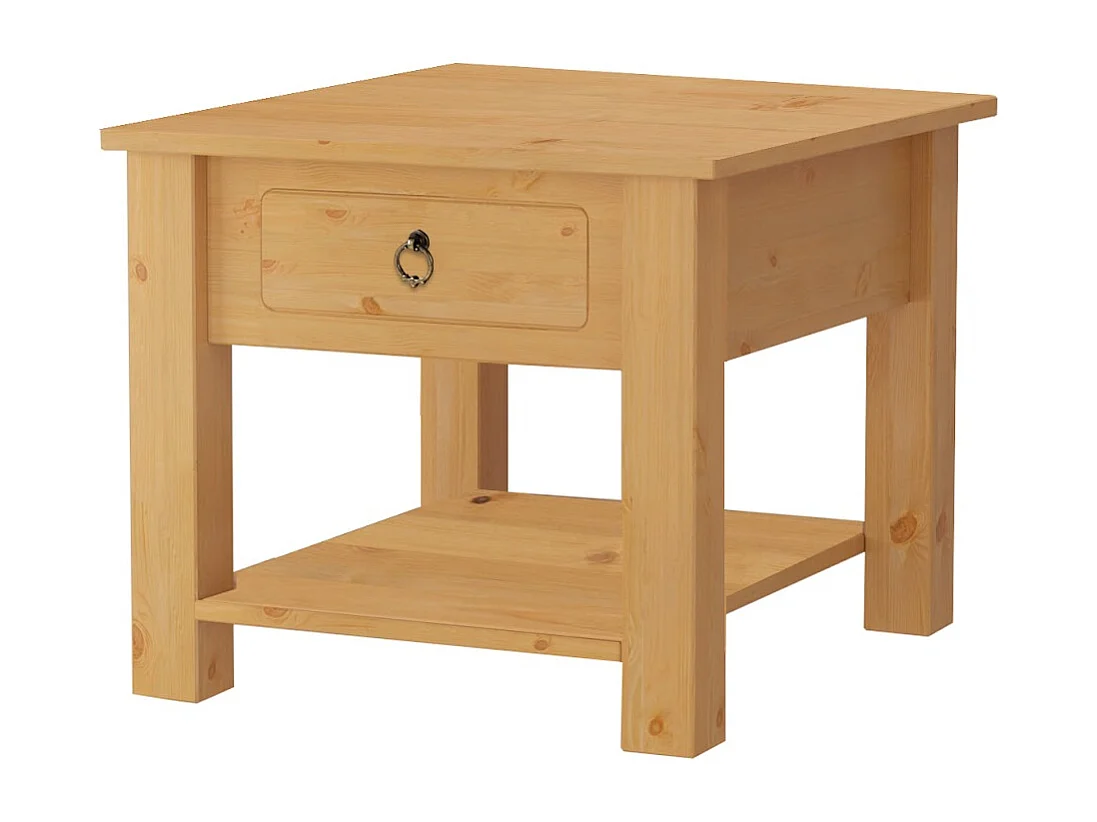 Ines | Table basse avec 1 tiroir en pin nature
