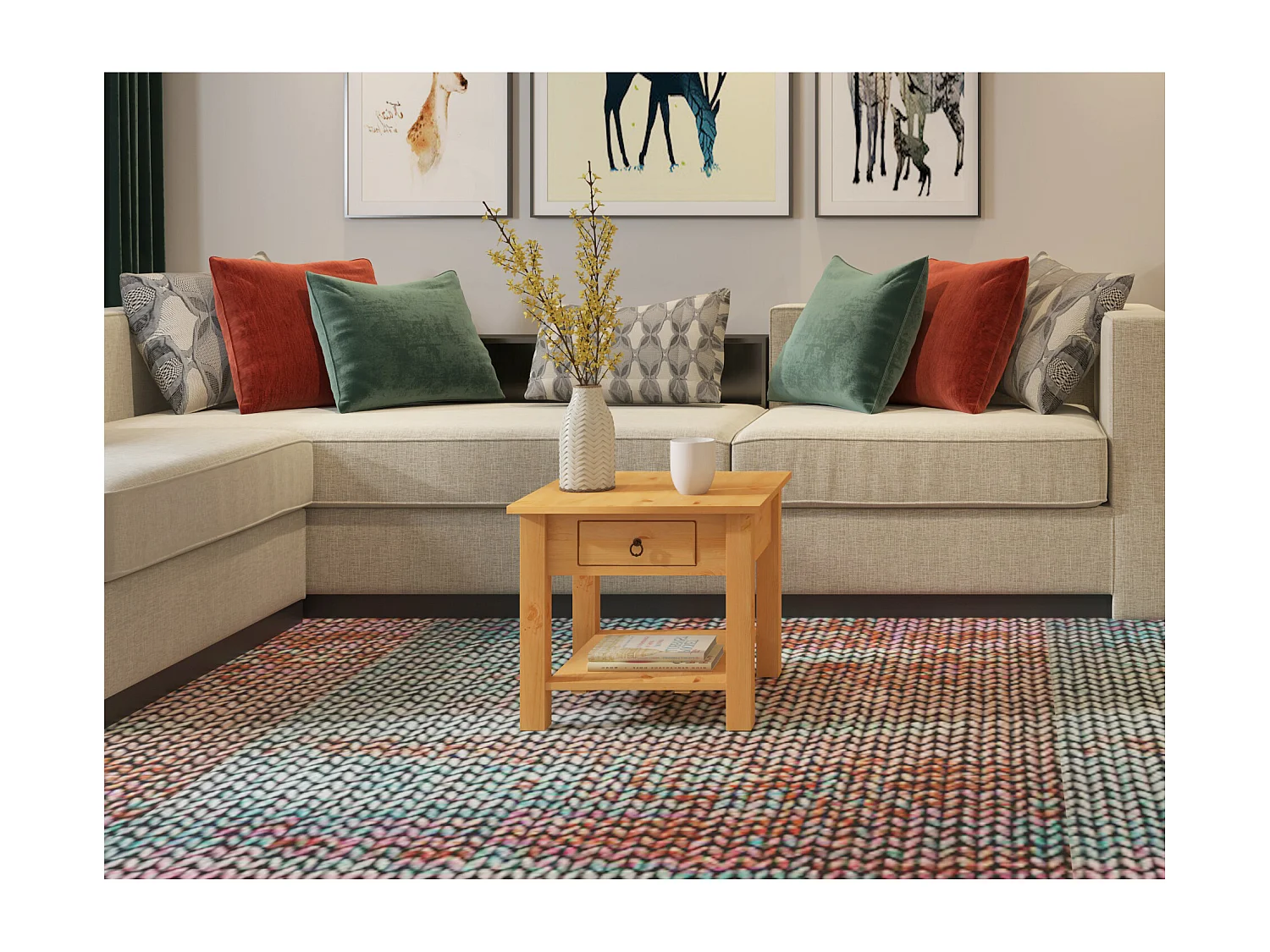 Ines | Table basse avec 1 tiroir en pin nature