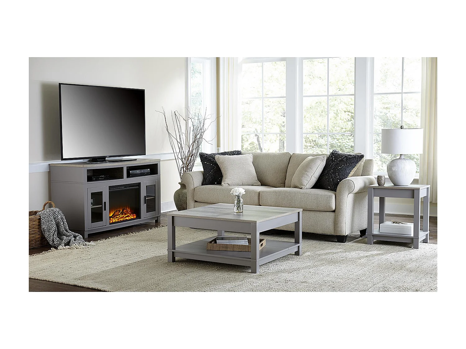 Salontafel met 1 plank in MDF grijs