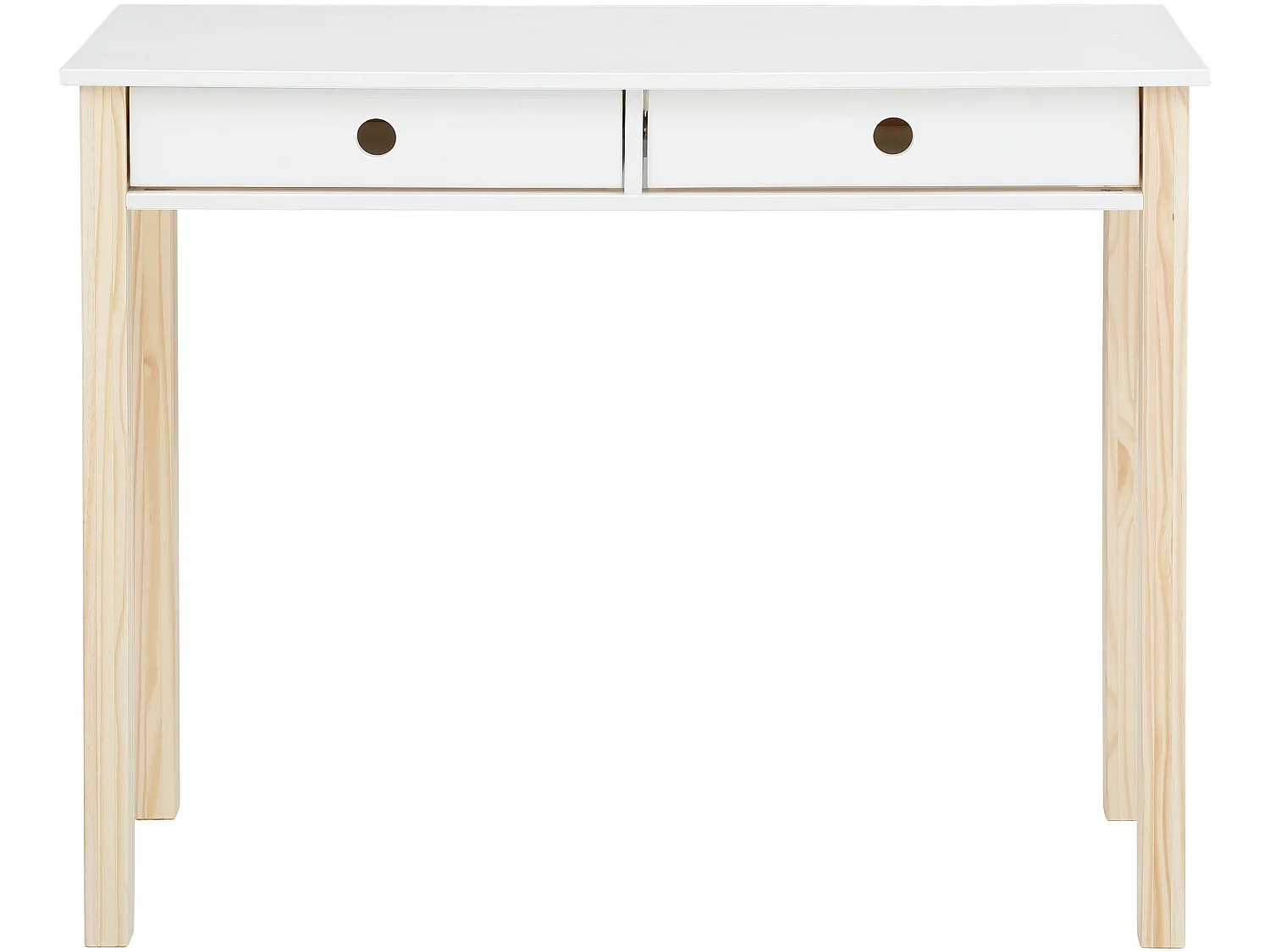 Square Line|Bureau avec 2 tiroirs en mélaminé blanc