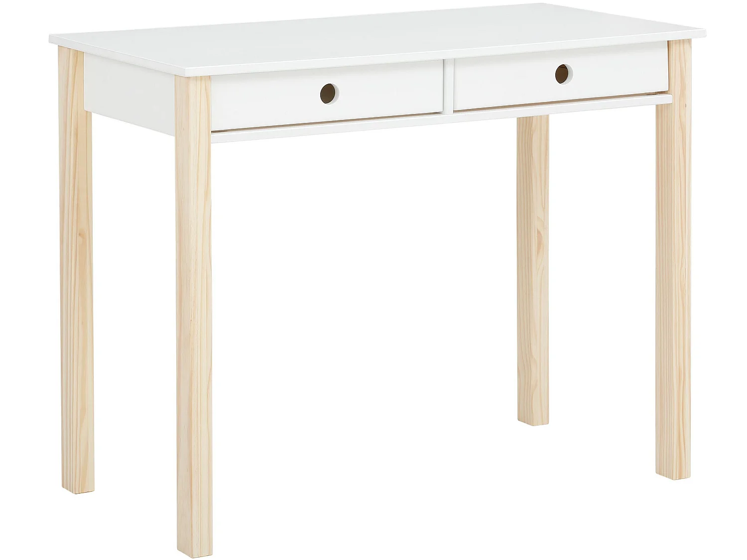 Square Line|Bureau avec 2 tiroirs en mélaminé blanc