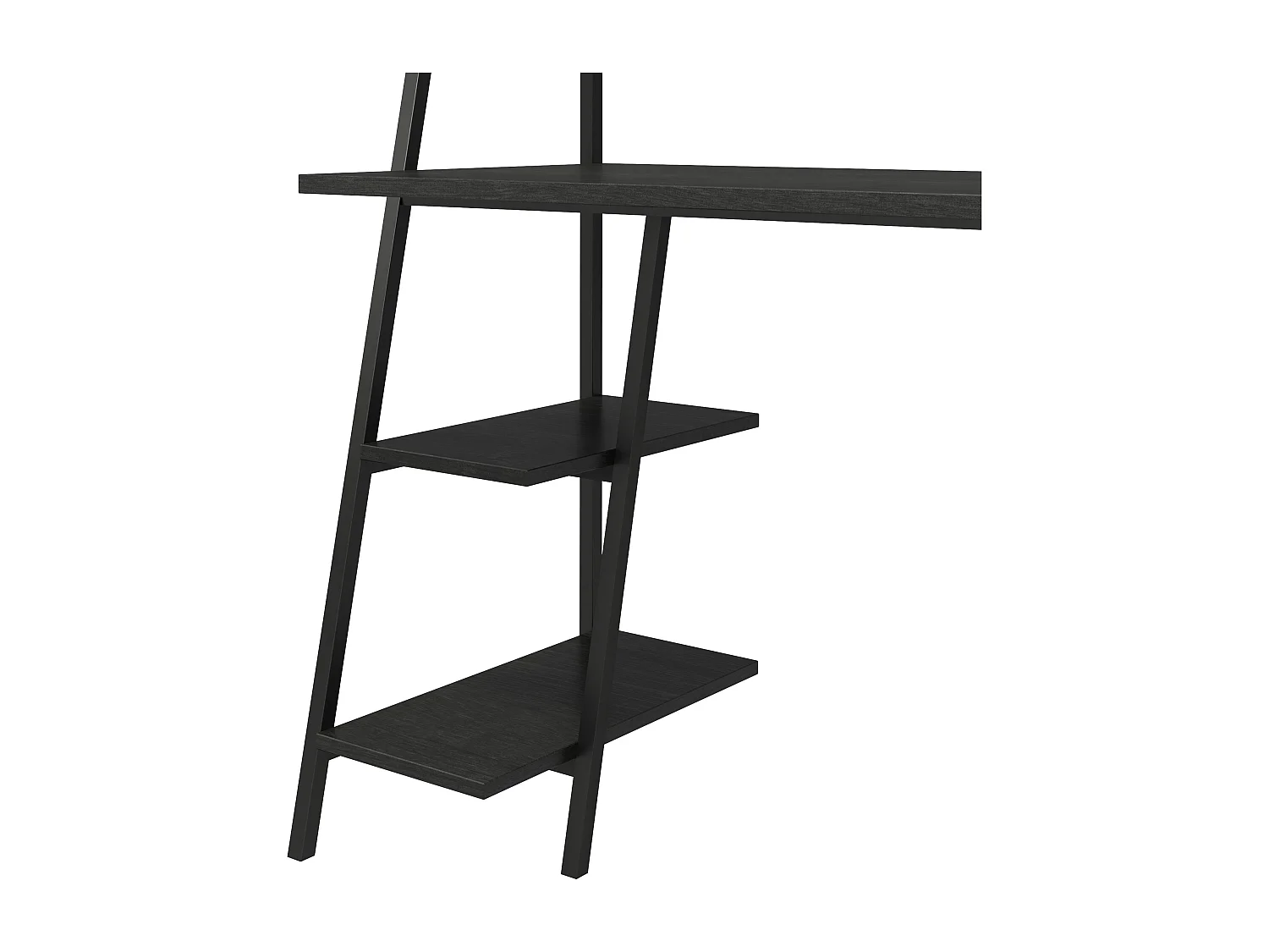 Escritorio con escalera Bushwick. Roble negro sobre metal negro