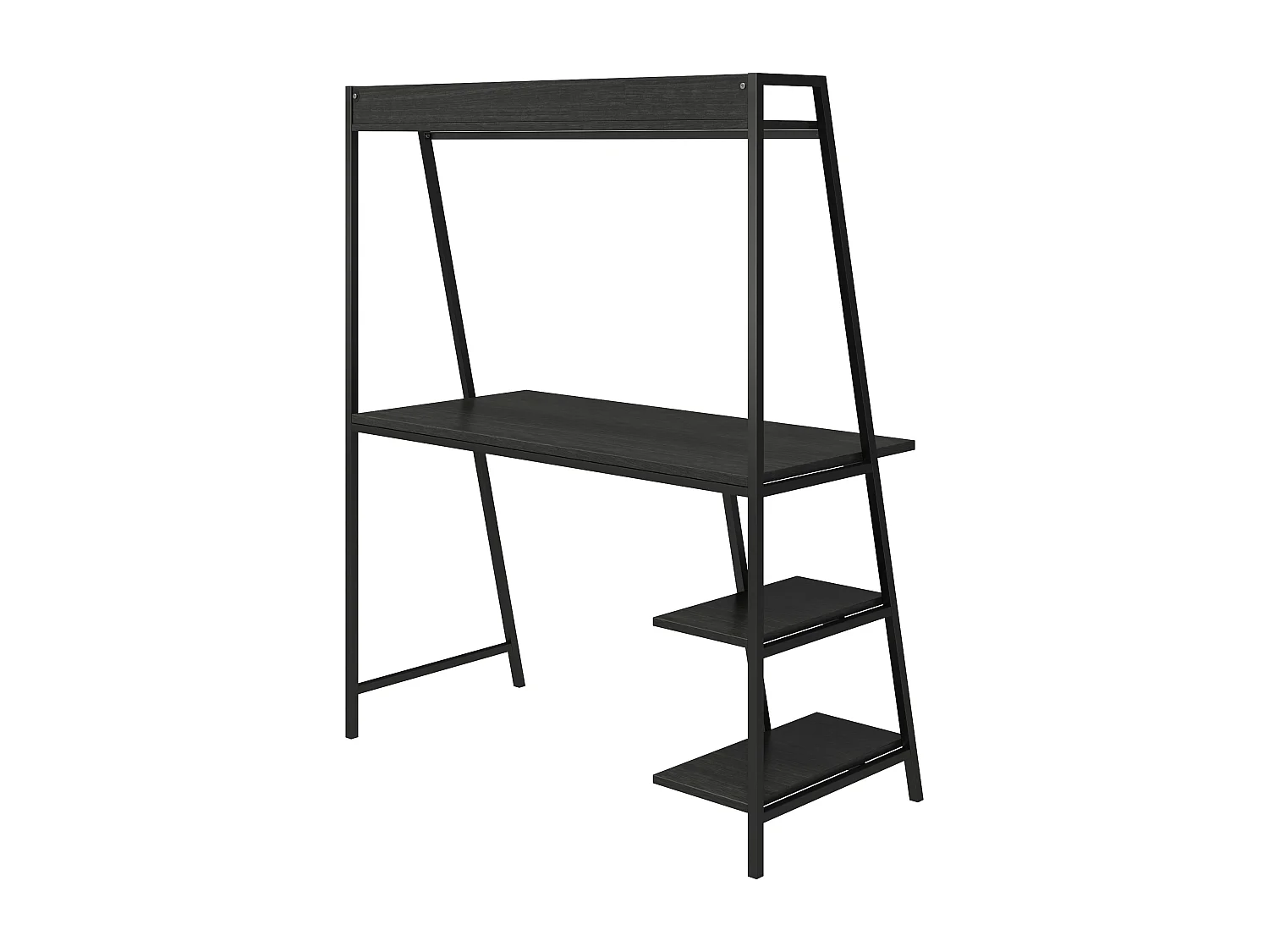 Escritorio con escalera Bushwick. Roble negro sobre metal negro