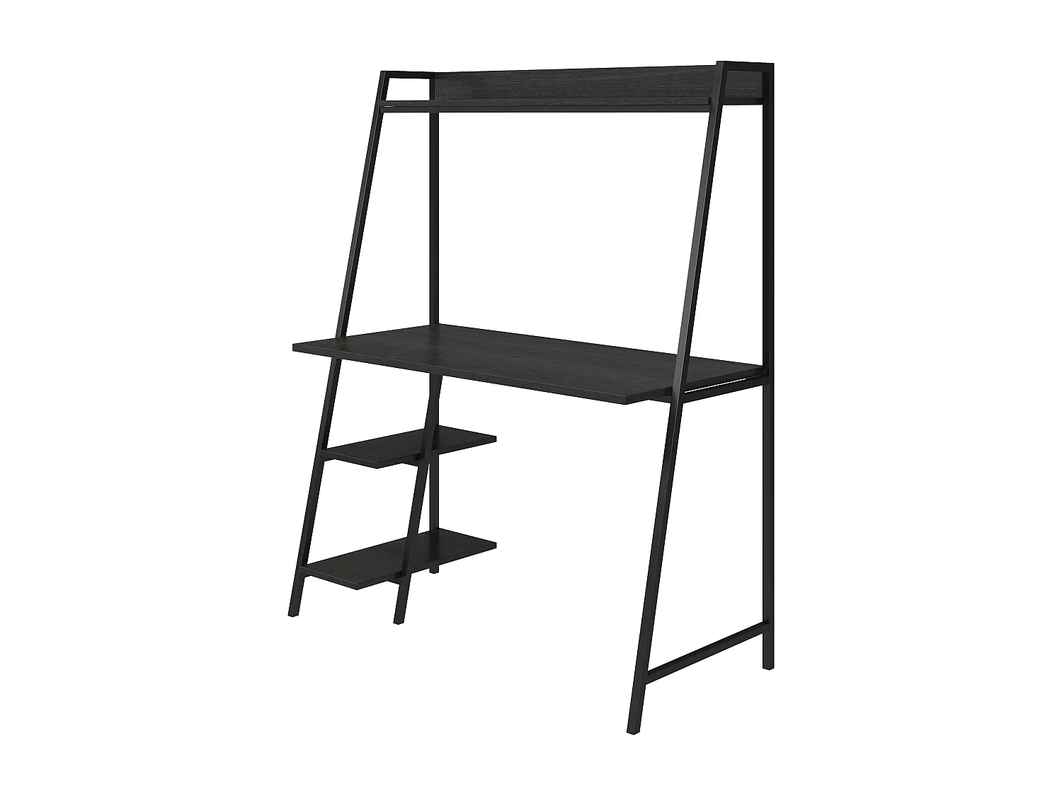 Escritorio con escalera Bushwick. Roble negro sobre metal negro